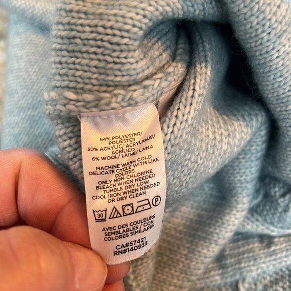 Loft baby blue wool blend cable knit sweater size Small - Picture 6 of 9